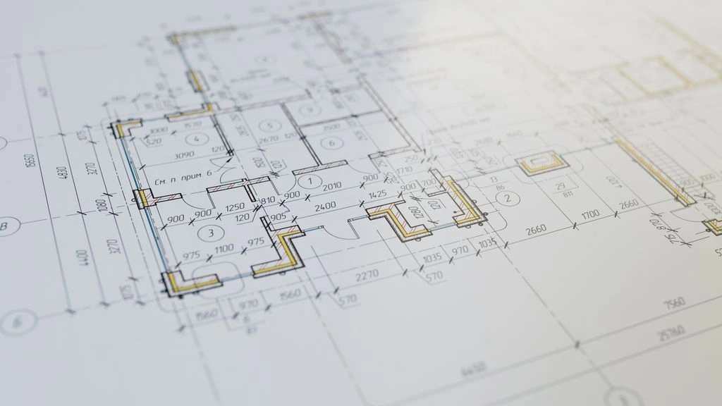 Twelve-phase residential construction roadmap shown as a blueprint-style horizontal timeline